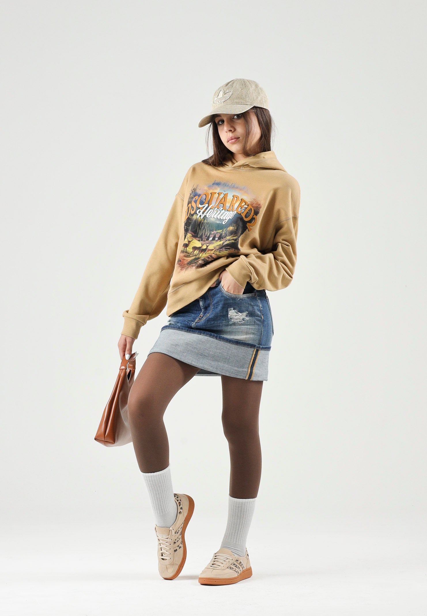 DSQUARED2 Minigonna in denim blu per donna, ragazzi e bambini con ampio fondo risvolto DQ3574D0AHW DQ01 DSQUARED2 