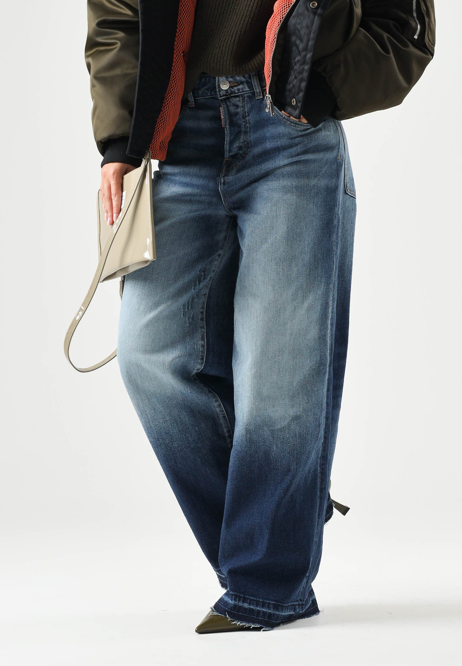 DSQUARED2  Jeans cropped in denim Blu, per donna, ragazzi e bambini con gamba ampia. DQ3577D0AHR DQ01 DSQUARED2 