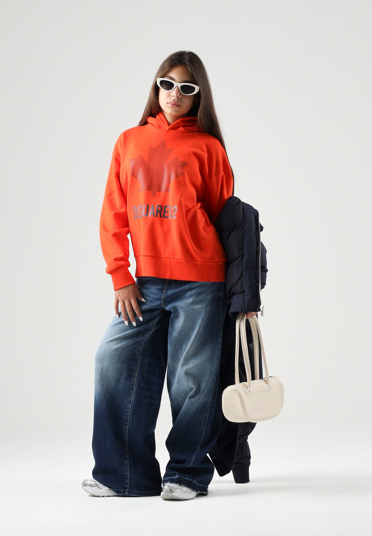 DSQUARED2  Jeans cropped in denim Blu, per donna, ragazzi e bambini con gamba ampia. DQ3577D0AHR DQ01 DSQUARED2 
