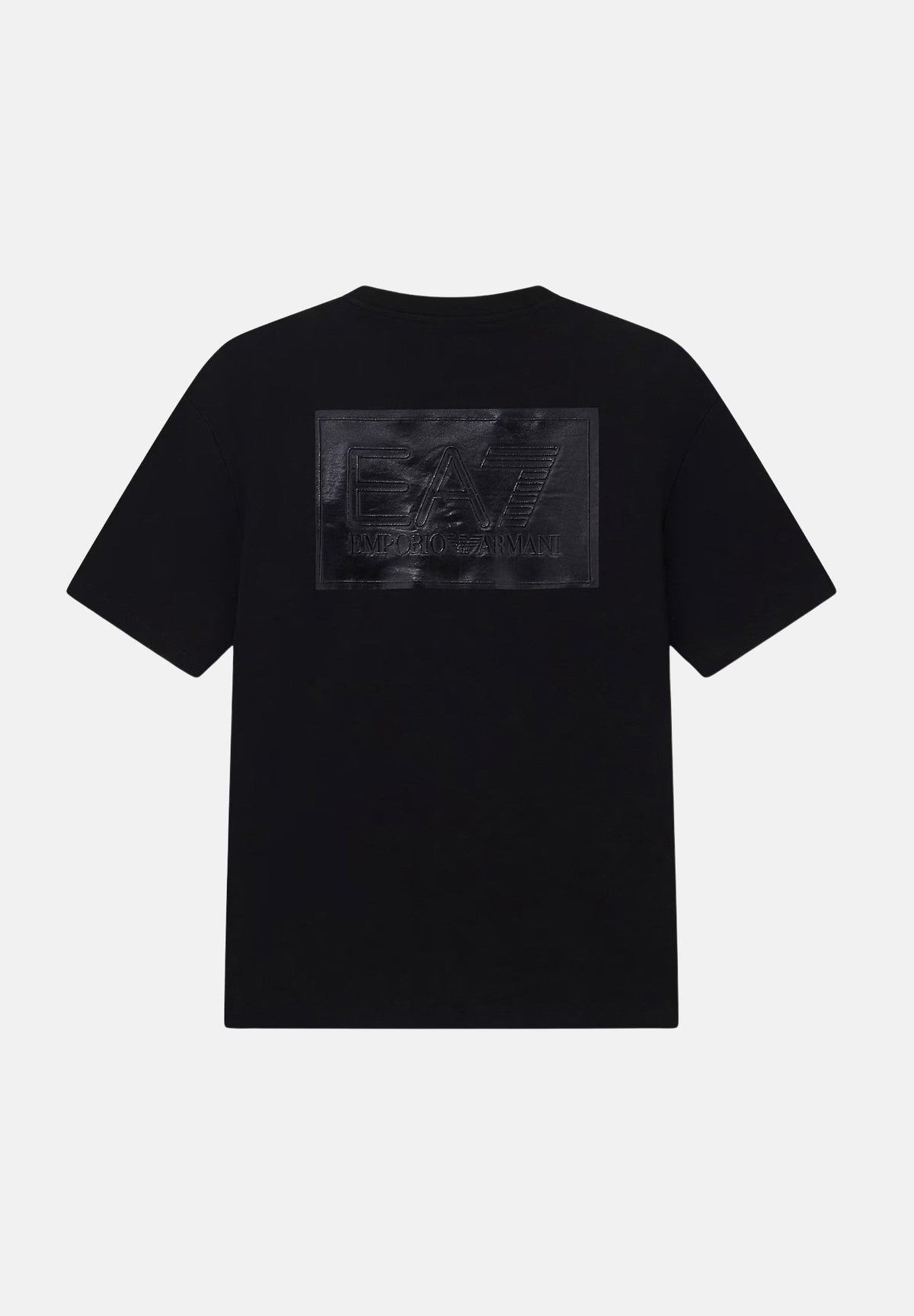 EA7 T-shirt manica corta nera per uomo con patch logo gommato sul fondo. 7M002107AF10441 UC001 EA7 