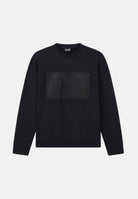 EA7 Felpa girocollo nera per uomo con maxi logo in rilievo tono su tono. 7M002108AF27201 UC001 EA7 