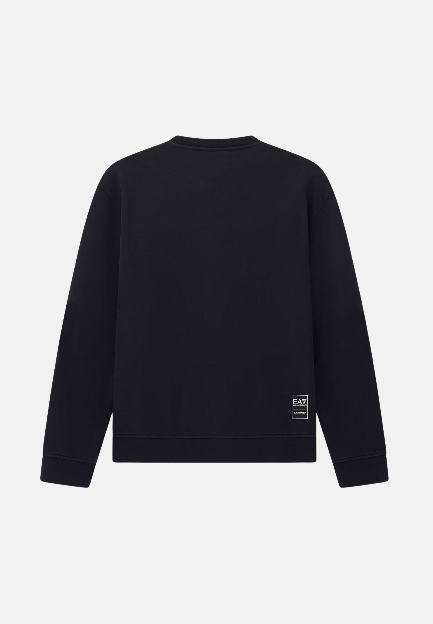 EA7 Felpa girocollo nera per uomo con maxi logo in rilievo tono su tono. 7M002108AF27201 UC001 EA7 