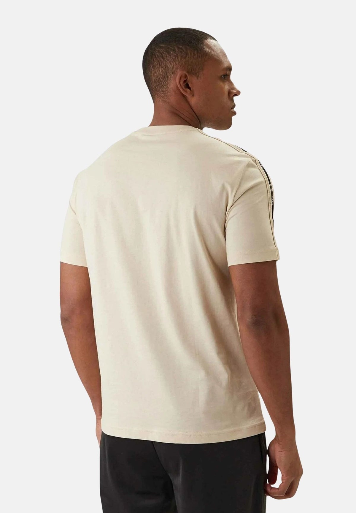 EA7 T-shirt manica corta panna per uomo con bande logate sulle maniche. 7M002189AF10373 U1079 EA7 