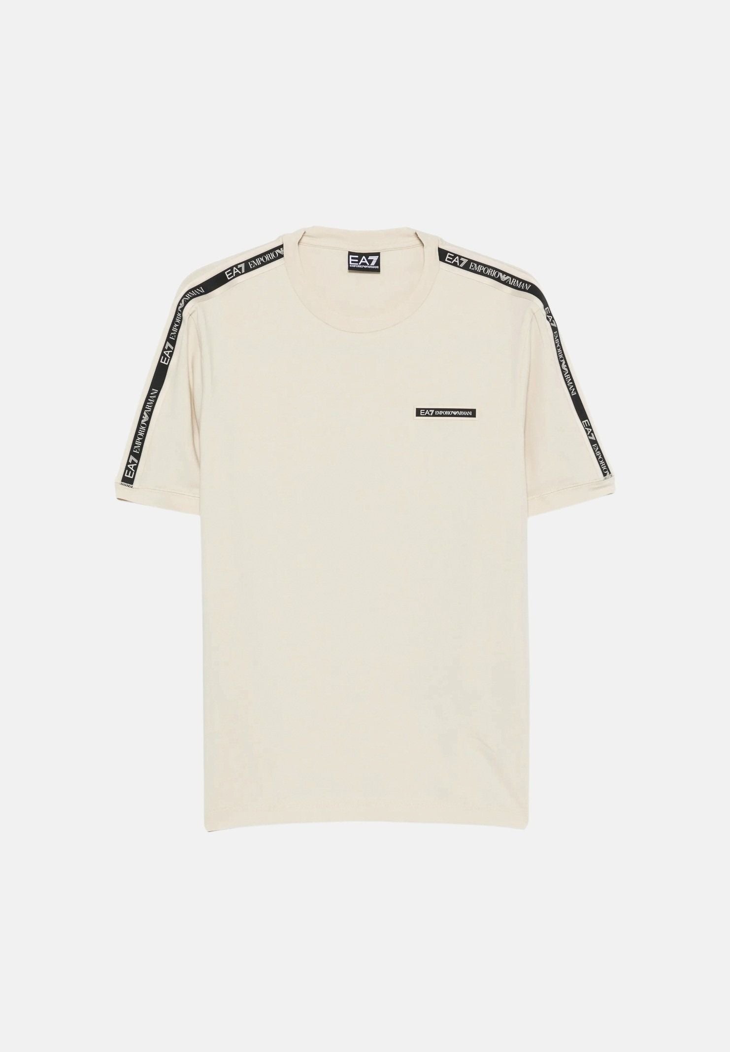 EA7 T-shirt manica corta panna per uomo con bande logate sulle maniche. 7M002189AF10373 U1079 EA7 