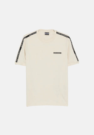 EA7 T-shirt manica corta panna per uomo con bande logate sulle maniche. 7M002189AF10373 U1079 EA7 