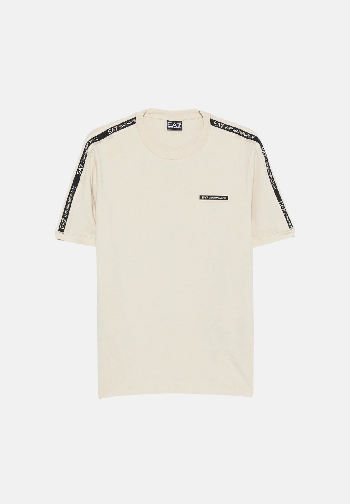 EA7 T-shirt manica corta panna per uomo con bande logate sulle maniche. 7M002189AF10373 U1079 EA7 