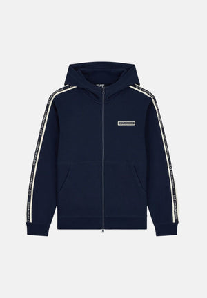 EA7 Felpa con zip  blu per uomo con nastro logato sulle maniche 7M002197AF10377 UB102 EA7 