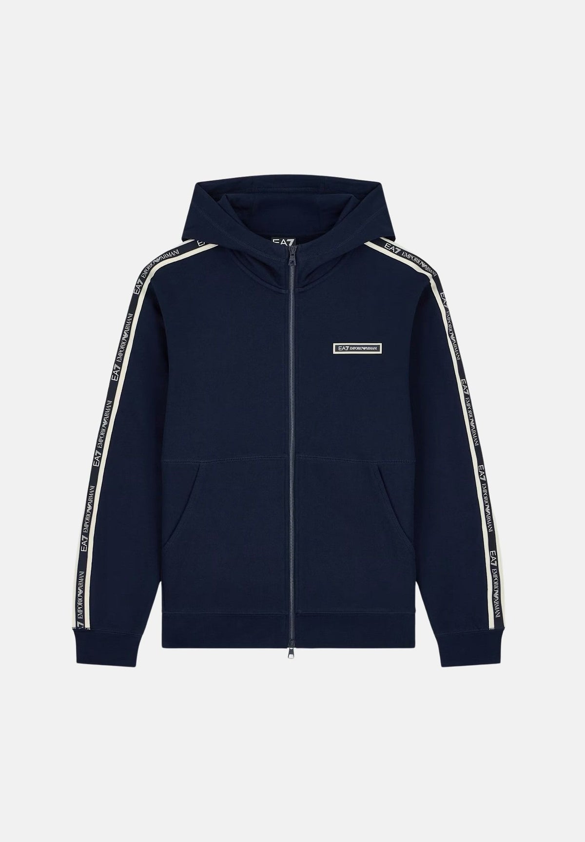 EA7 Felpa con zip  blu per uomo con nastro logato sulle maniche 7M002197AF10377 UB102 EA7 