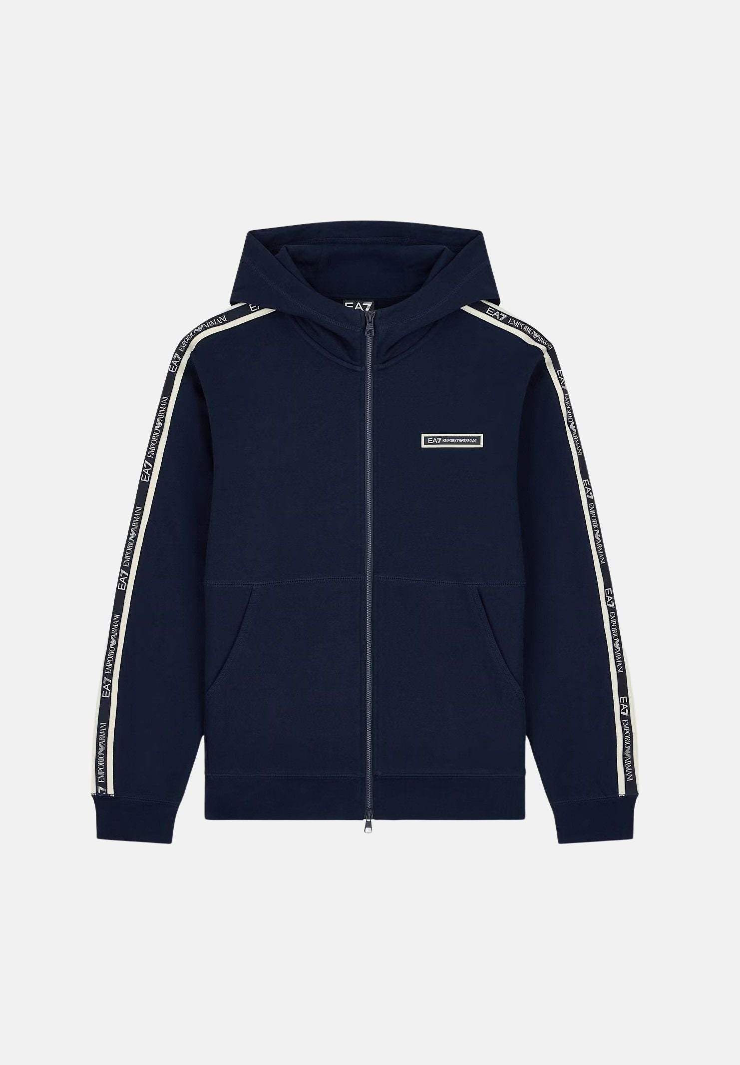 EA7 Felpa con zip  blu per uomo con nastro logato sulle maniche 7M002197AF10377 UB102 EA7 