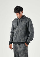 EA7 Felpa con zip  nera per uomo con motivo geometrico all-over 7M002206AF12660 FC099 EA7 