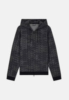 EA7 Felpa con cappuccio nera per uomo con motivo geometrico all-over 7M002206AF12660 FC099 EA7 
