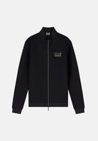 EA7 Felpa con zip blu da  uomo con collo a listino e finiture a costine. 7M002246AF26241 UB102 EA7 