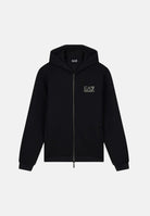 EA7 Felpa con zip TRAIN PREMIUM LABEL HOODIE nera per uomo con cappuccio e logo sul petto. 7M002247AF26241 UC001 EA7 