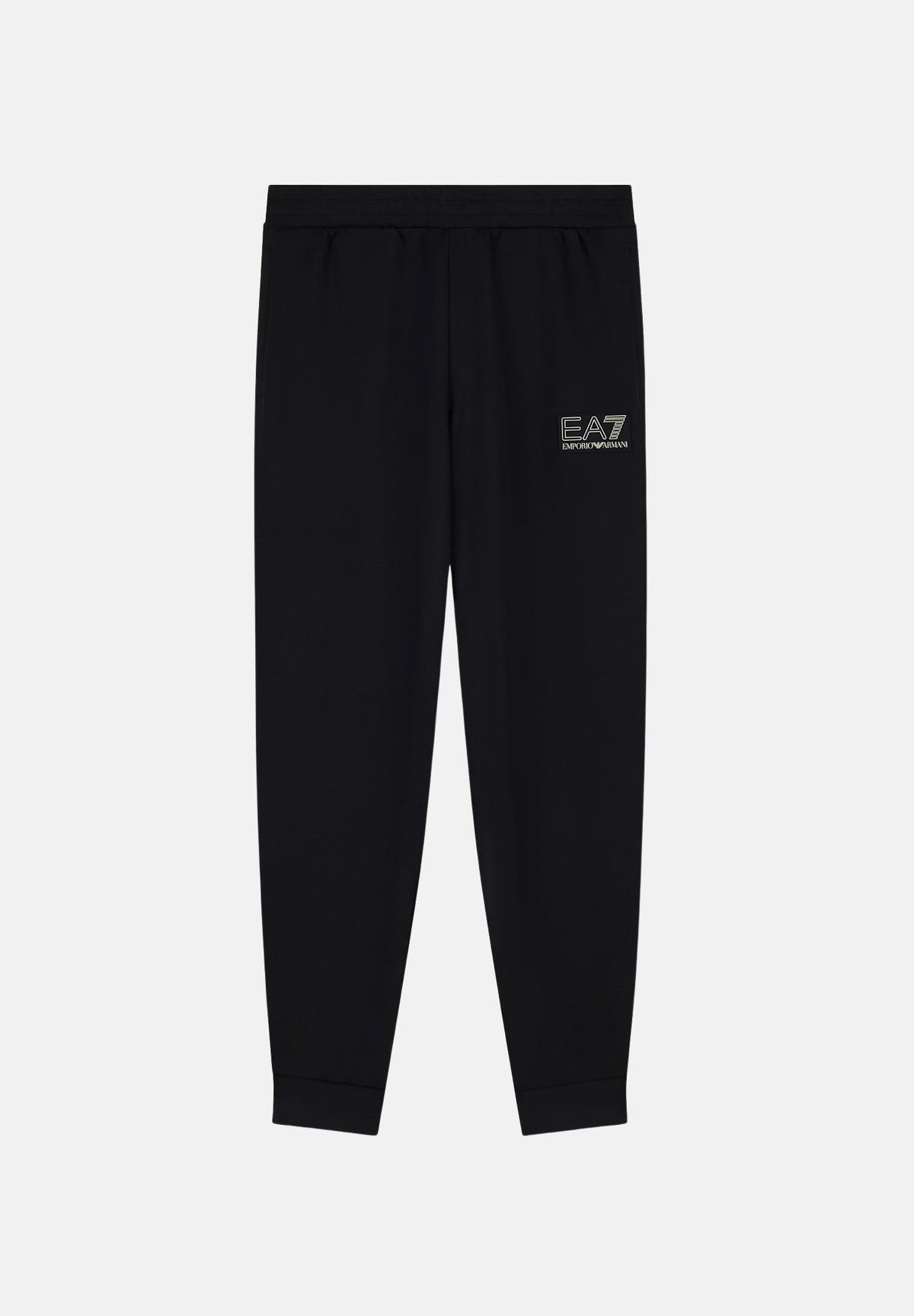 EA7 Pantaloni logo-patch neri per uomo con logo laterale, vita elasticizzata e fondo alla caviglia 7M002248AF26242 UC001 EA7 