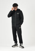 EA7 Pantaloni logo-patch neri per uomo con logo laterale, vita elasticizzata e fondo alla caviglia 7M002248AF26242 UC001 EA7 