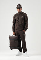 EA7 Tuta sportiva marrone per uomo con piping a contrasto, giacca con zip e pantaloni jogger. 7M002259AF21491 U6027 EA7 
