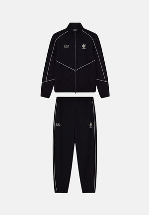 EA7 Tuta sportiva neri per uomo con piping a contrasto, giacca con zip e pantaloni jogger. 7M002259AF21491 UC001 EA7 