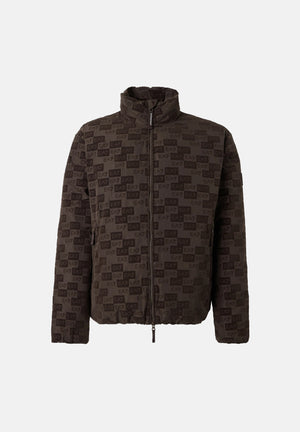 EA7 Piumino marrone scuro da uomo con monogramma all over 7M002389AF26931 U6027 EA7 