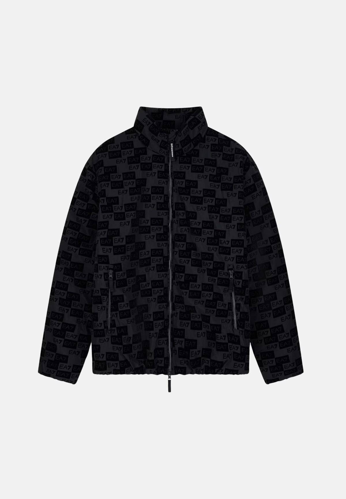 EA7 Bomber nero per uomo con fantasia tono su tono all over e chiusura frontale con zip. 7M002389AF26931 UC001 EA7 