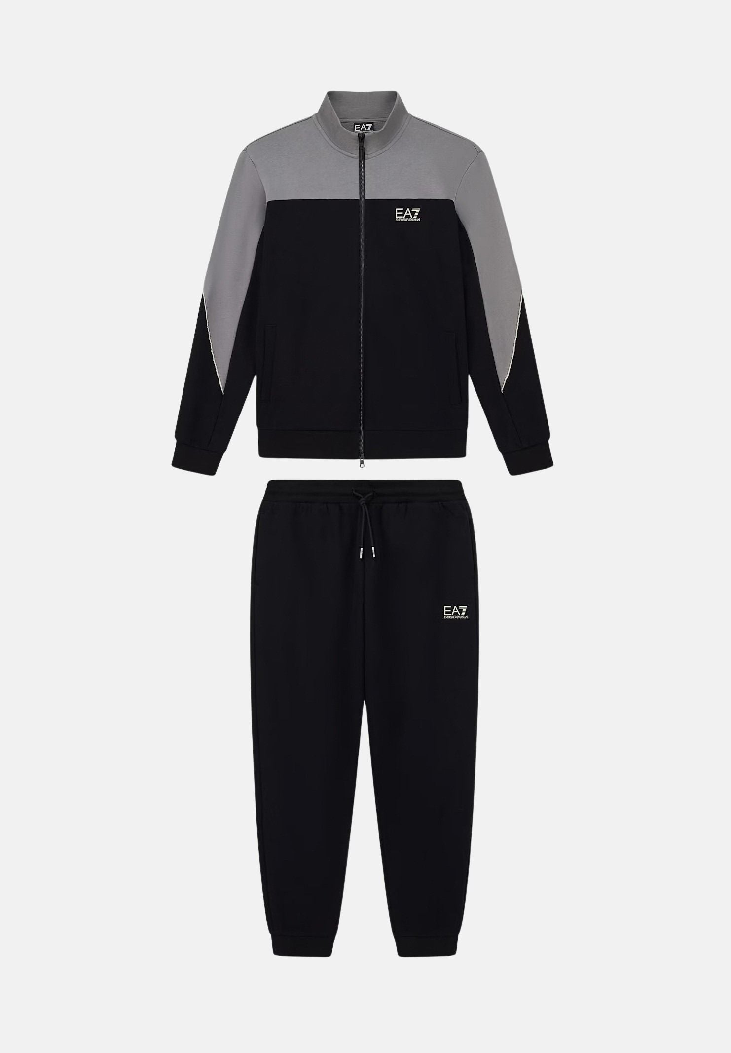 EA7 Tuta nera per uomo con design color block e giacca con zip frontale. 7M002405AF10377 UC001 EA7 
