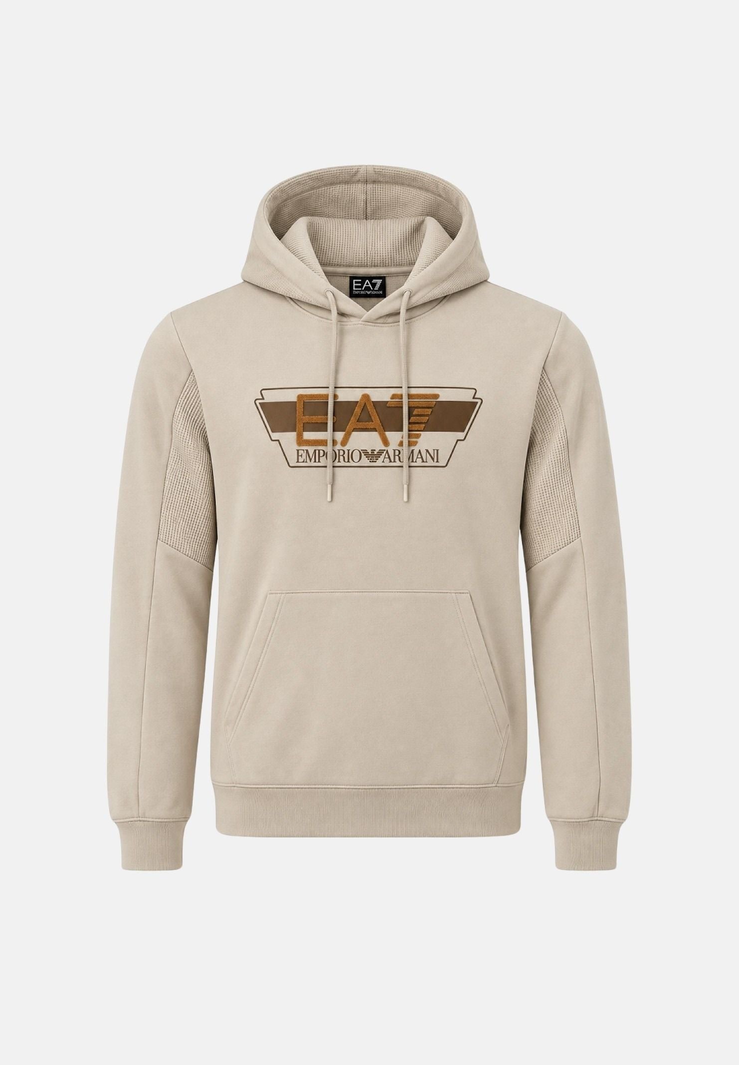 EA7 Felpa con cappuccio milk-beige chiaro da uomo con maxi logo 7M002434AF10377 U1079 EA7 