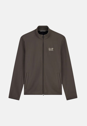 EA7 Felpa con zip marrone per uomo con collo alto e logo sul petto. 7M002481AF26523 U6027 EA7 