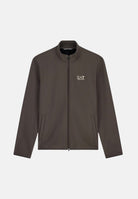 EA7 Felpa con zip marrone per uomo con collo alto e logo sul petto. 7M002481AF26523 U6027 EA7 