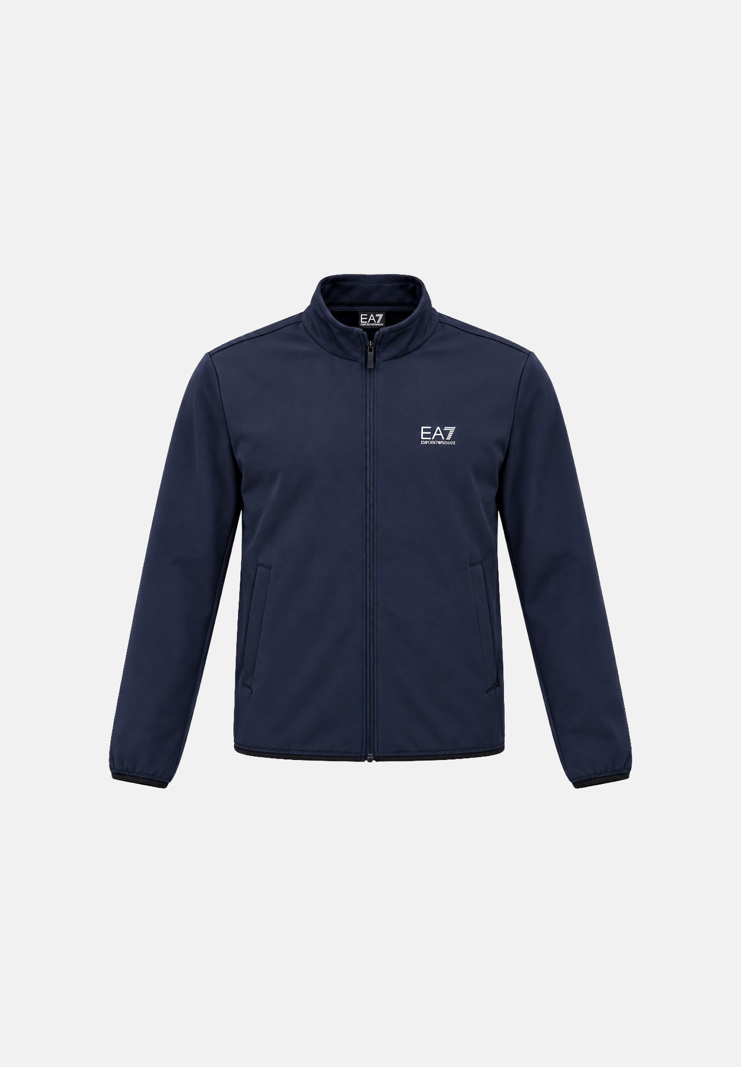 EA7 Giacca a vento Armani Blue blu navy da uomo con collo alto, chiusura con zip frontale e logo sul petto. 7M002481AF26523 UB102 EA7 