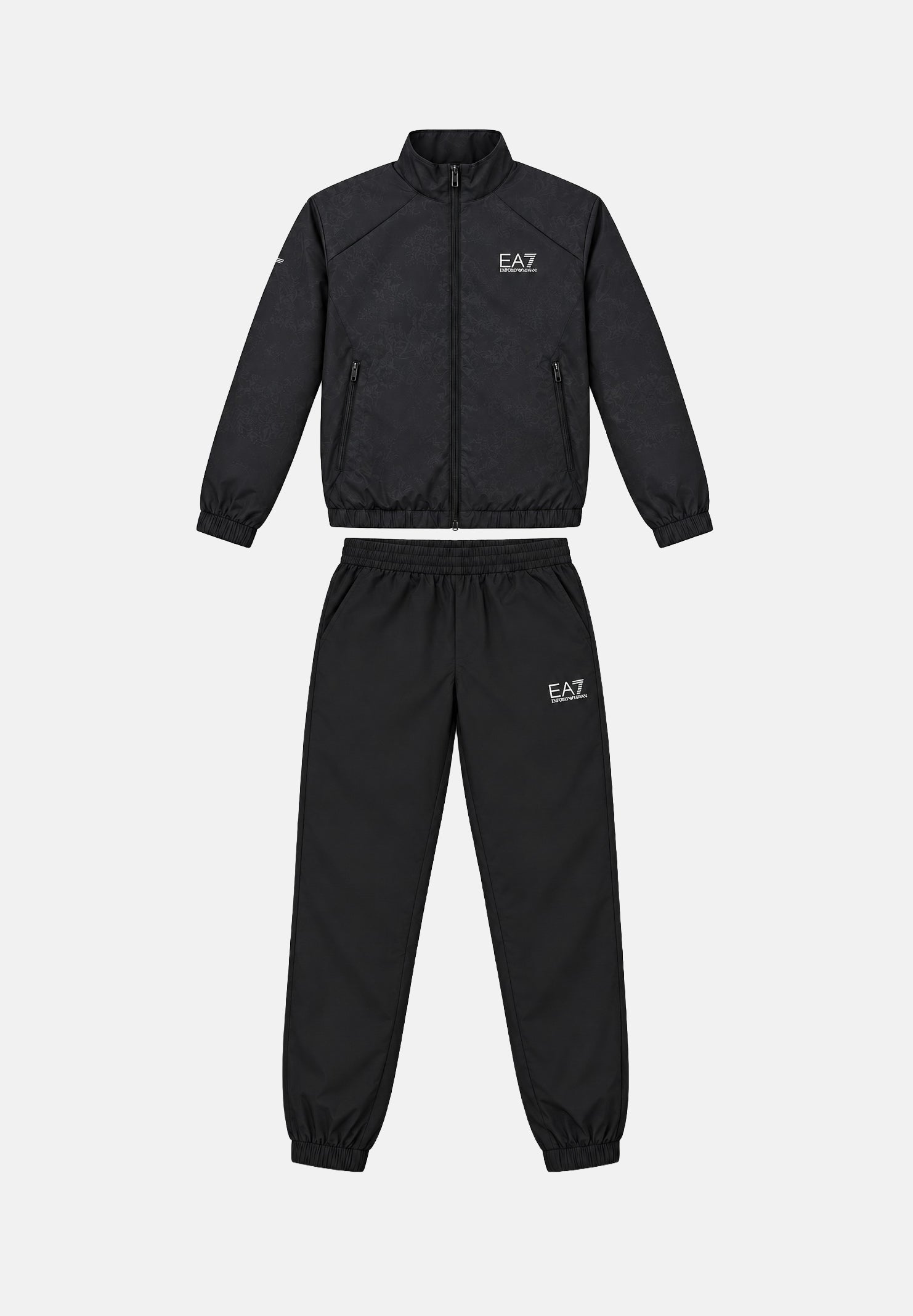 EA7 Tuta TENNIS PRO Black Fancy nera e grigio scuro da uomo con felpa full zip 7M002505AF12948 FC039 EA7 