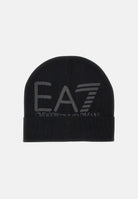 EA7 Cappello MOUNTAIN VISIBILITY BEANIE nero per uomo con maxi logo jacquard frontale. 7X000006AF11994 MC028 EA7 