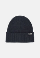 EA7 Cappello MOUNTAIN BEANIE blu per uomo con lavorazione a coste e logo frontale. 7X000312AF29587 UB102 EA7 
