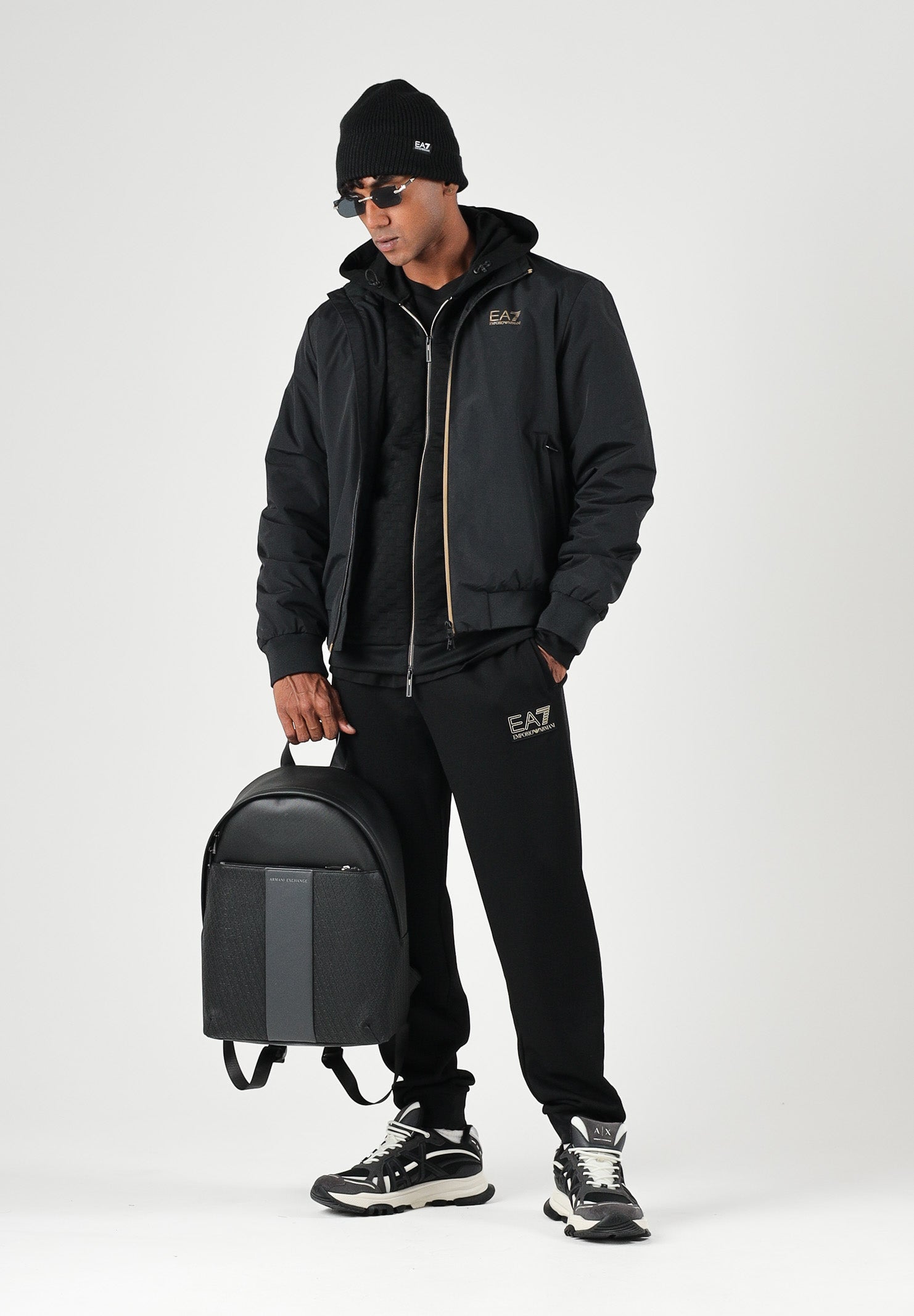 EA7 Bomber CORE IDENTITY nero da uom con logo piccolo laterale<BR/> 8NPB20PNFZZ 0208 EA7 