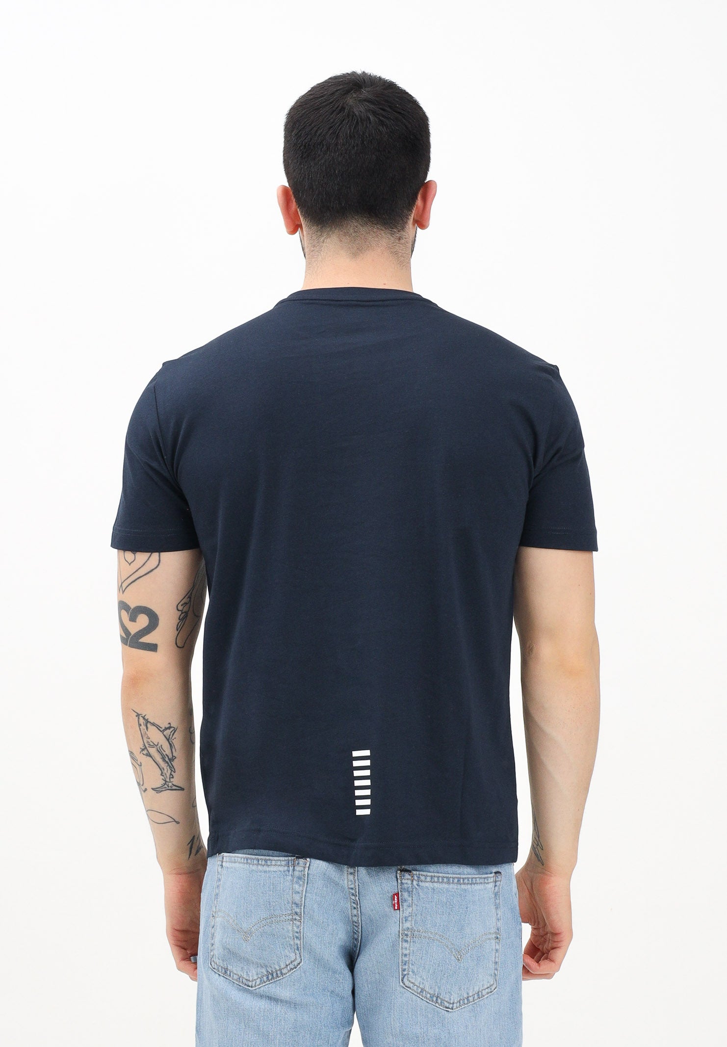 EA7 T-shirt a manica corta blu da uomo con stampa logo 8NPT25PJVPZ 1562 EA7 