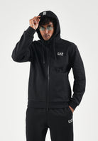 EA7 Tuta  CORE IDENTITY con cappuccio nero da uomo con logo sul petto.<BR/> 8NPV68PJVTZ 1200 EA7 