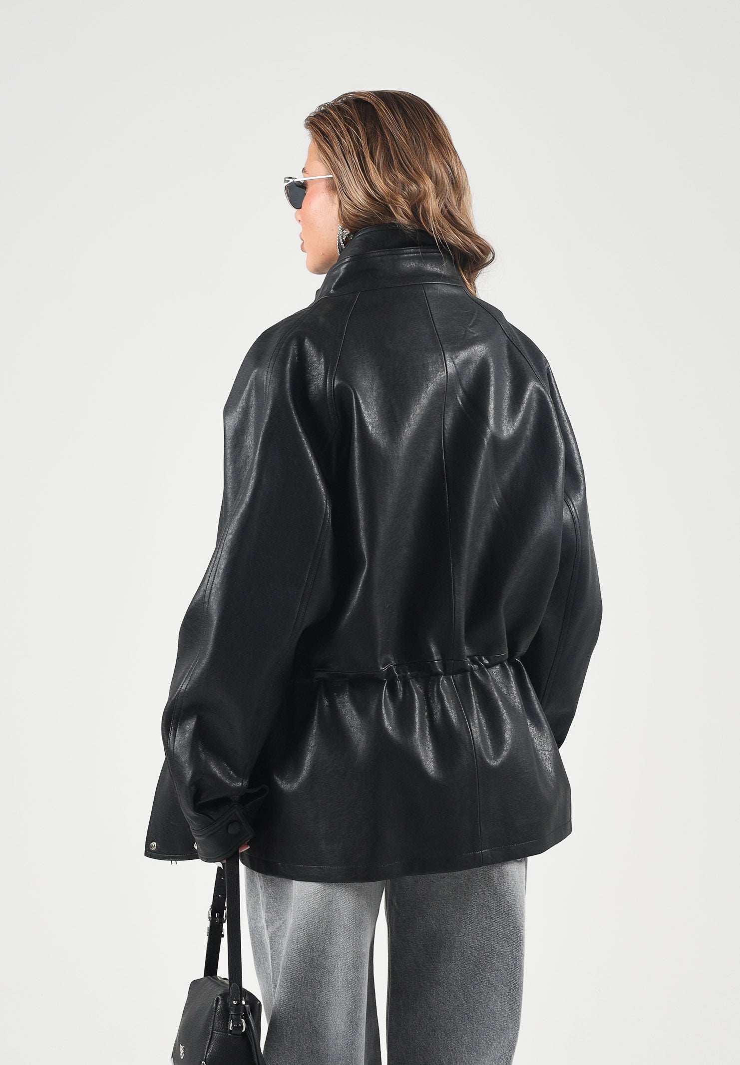 ELEH Giacca in ecopelle con collo alto nero da donna EFW260040 001 ELEH 