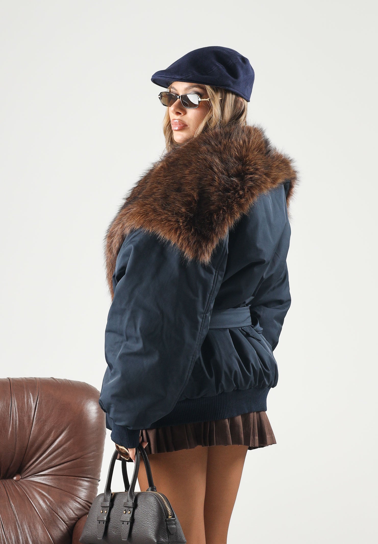 ELEH Giubbino eco-pelliccia blu e marrone da donna EFW260128 057 ELEH 