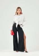 ELEH Blusa  bianca da donna con drappeggio annodato in vita. EFW260147 000 ELEH 