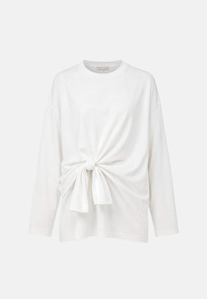 ELEH Blusa  bianca da donna con drappeggio annodato in vita. EFW260147 000 ELEH 