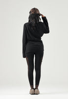 ELEH Blusa nera da donna con drappeggio annodato in vita EFW260147 001 ELEH 