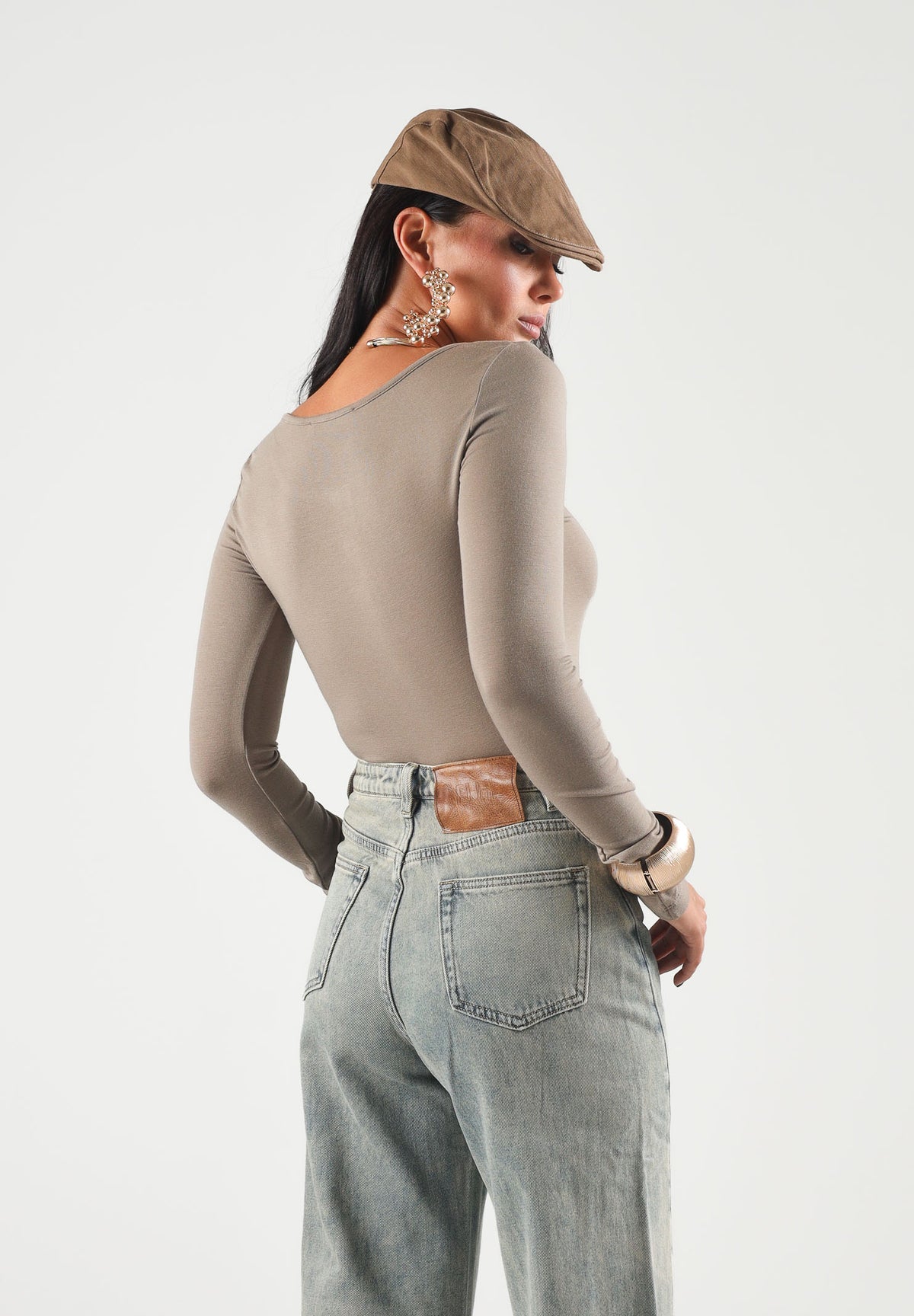 ELEH Maglia girocollo con bottoni decorativi fango-tortora da donna EFW260154 064 ELEH 