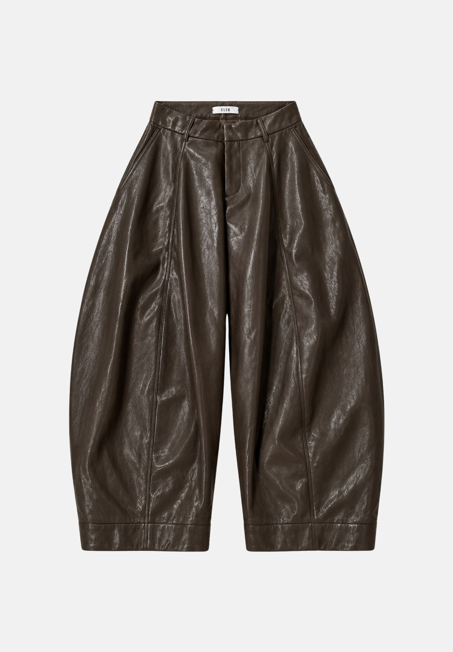 ELEH Pantaloni BARREL in eco-pelle marrone da donna EFW260169 064 ELEH 