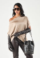 ELEH Blusa drappeggiata con nodo beige da donna EFW260279 052 ELEH 