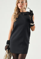 ELEH Abito corto nero svasato da donna con design smanicato. EFW260303 001 ELEH 