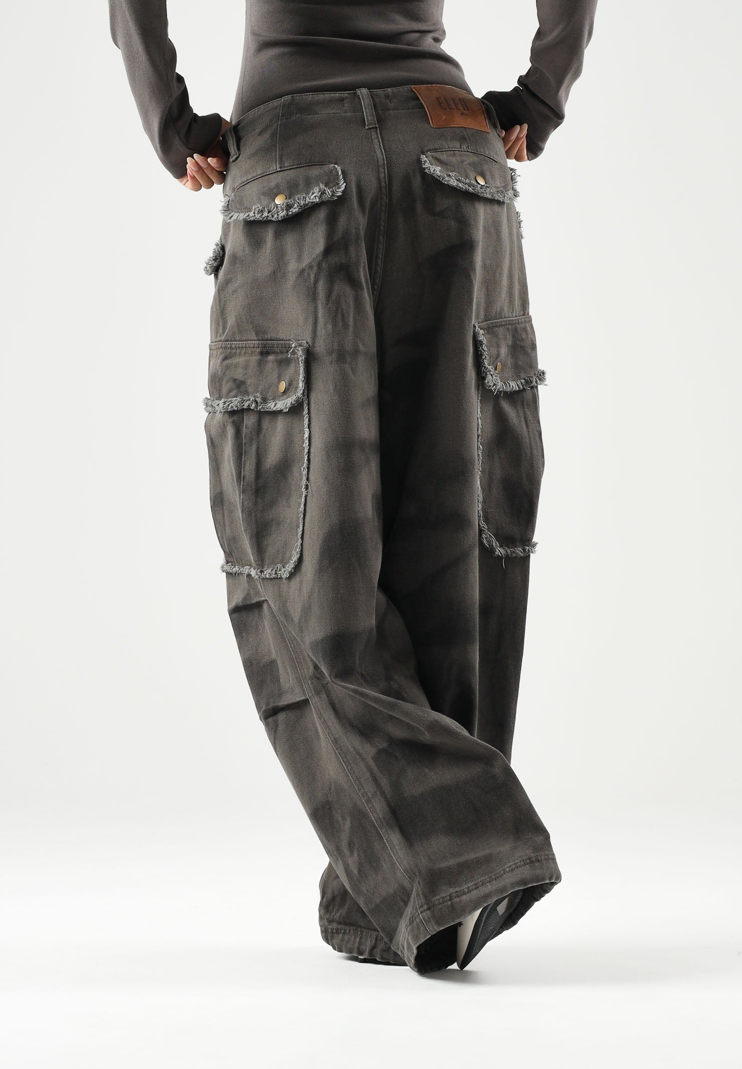 ELEH Jeans cargo WIDE LEG grigio scuro da donna EFWJ260002 072 ELEH 