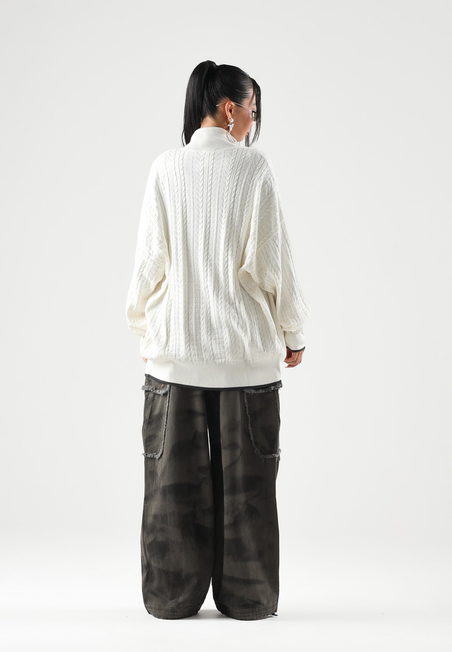 ELEH Jeans cargo WIDE LEG grigio scuro da donna EFWJ260002 072 ELEH 