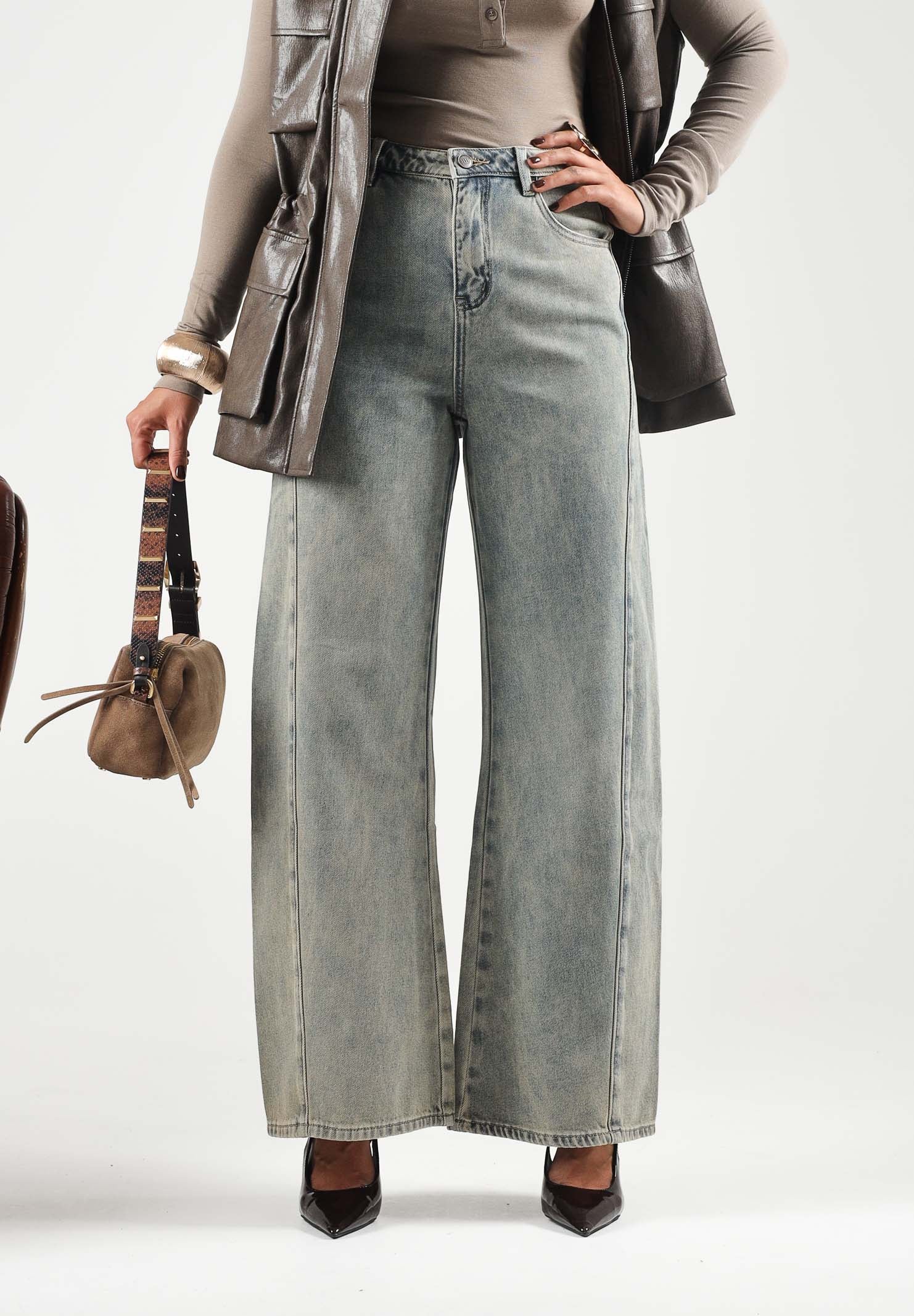 ELEH Jeans WIDE LEG denim blu da donna con gamba ampia EFWJ260017 057 ELEH 
