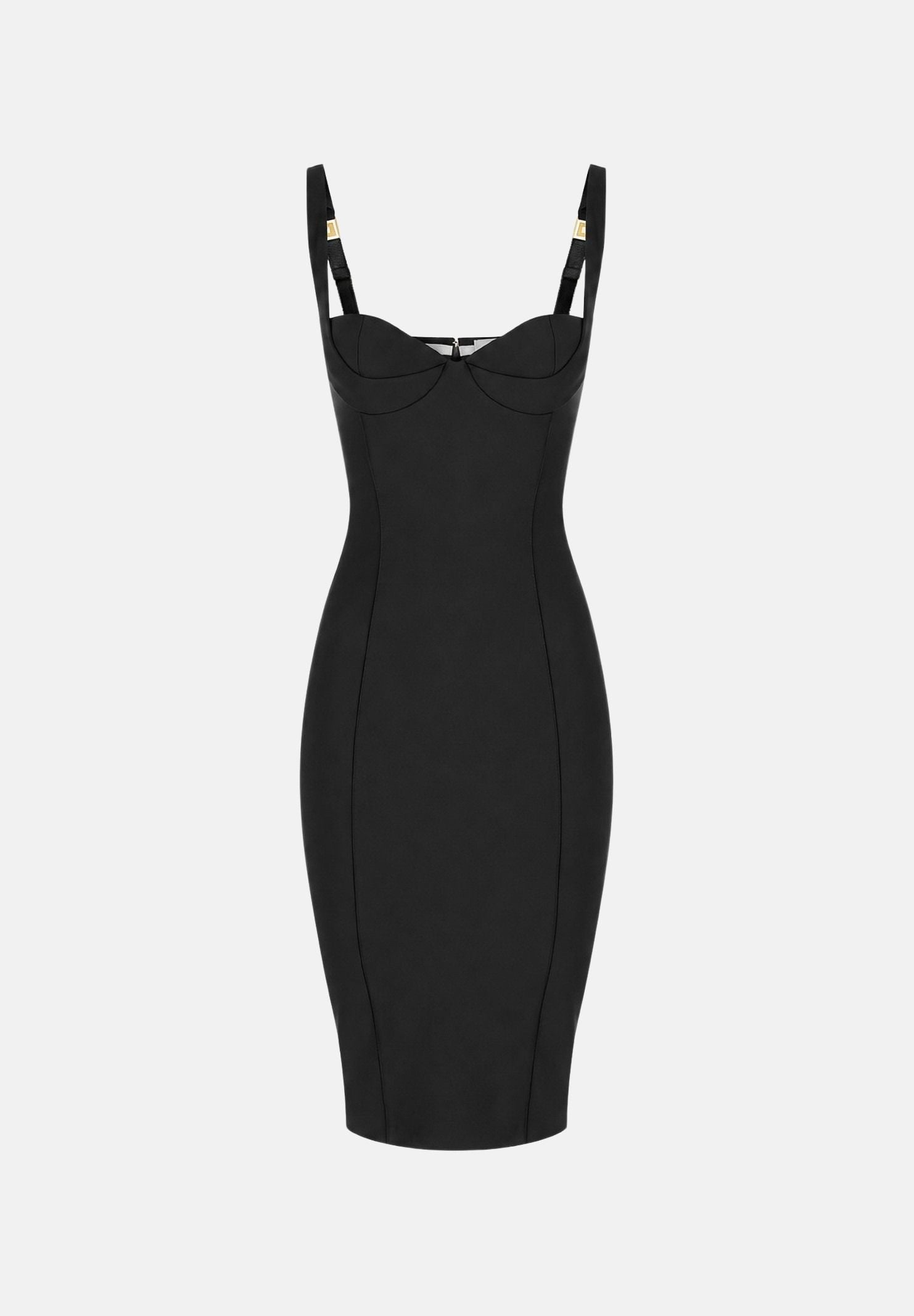 ELISABETTA FRANCHI Abito corto nero  per donna con silhouette fasciante e scollo strutturato AB00267E2 110 ELISABETTA FRANCHI 