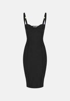 ELISABETTA FRANCHI Abito corto nero  per donna con silhouette fasciante e scollo strutturato AB00267E2 110 ELISABETTA FRANCHI 