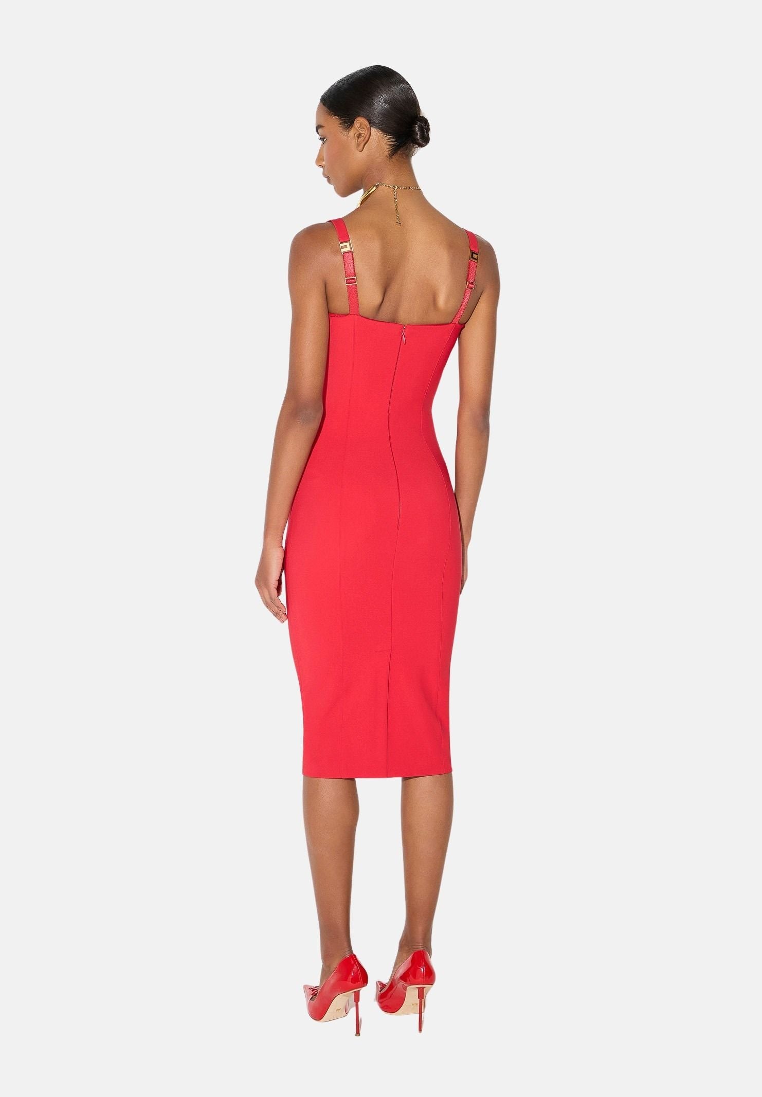 ELISABETTA FRANCHI Abito corto rosso per donna con silhouette fasciante e scollo strutturato AB00267E2 CG5 ELISABETTA FRANCHI 