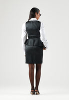 ELISABETTA FRANCHI Abito MINI IN GAZAR nero da donna con balza asimmetrica AB00967E2 110 ELISABETTA FRANCHI 